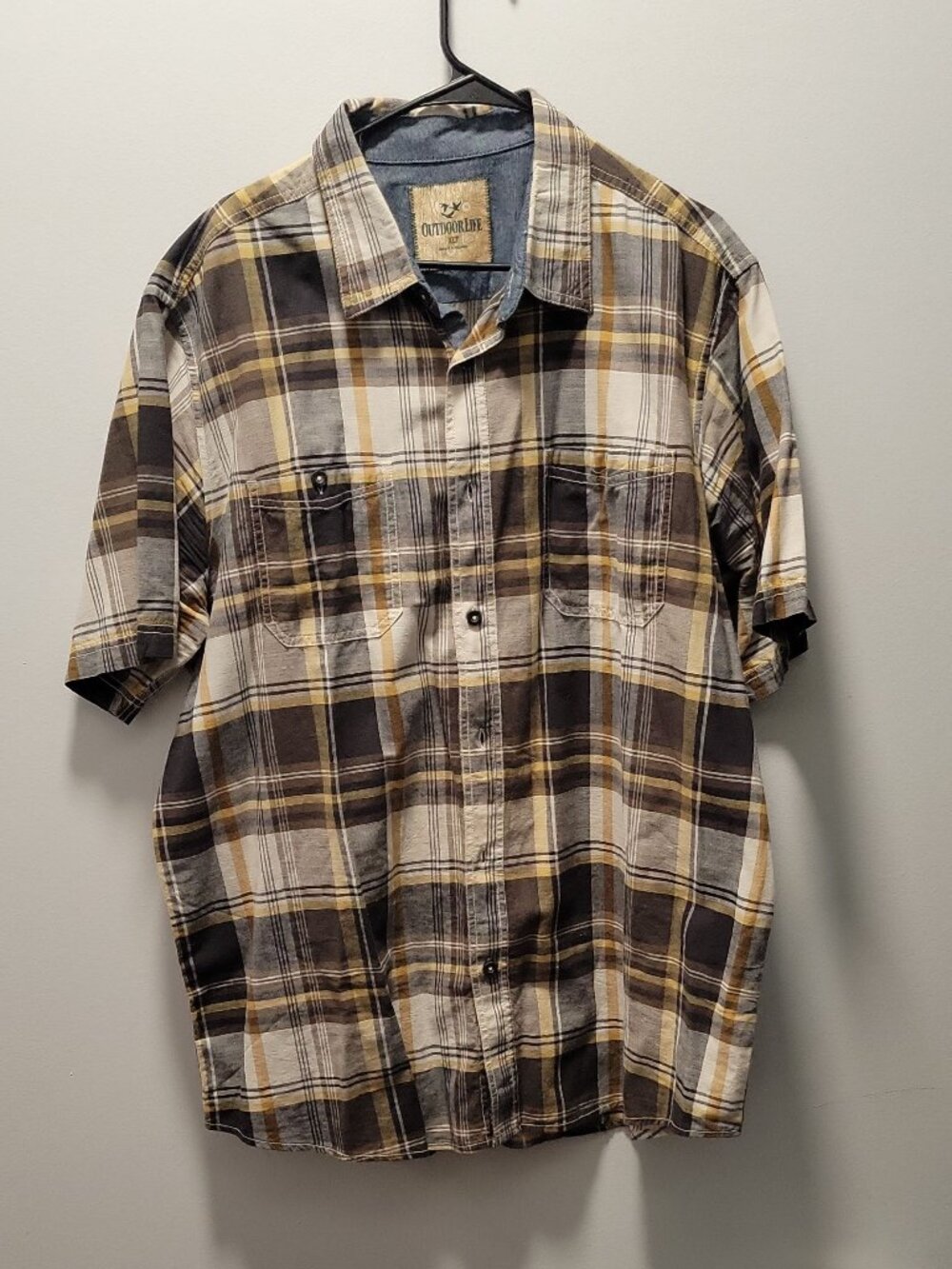 OutdoorLife Men's Short-Sleeve Button-Up Shirt xlt, extra large tall relax cozy